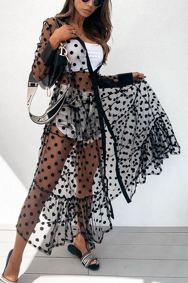 Dot Perspective Shirt Midi Dress